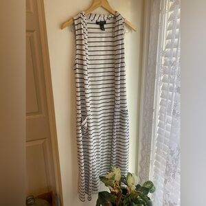 WHMB Striped Coverup Black White Size Medium Women’s Sleeveless Knit Beach Swim